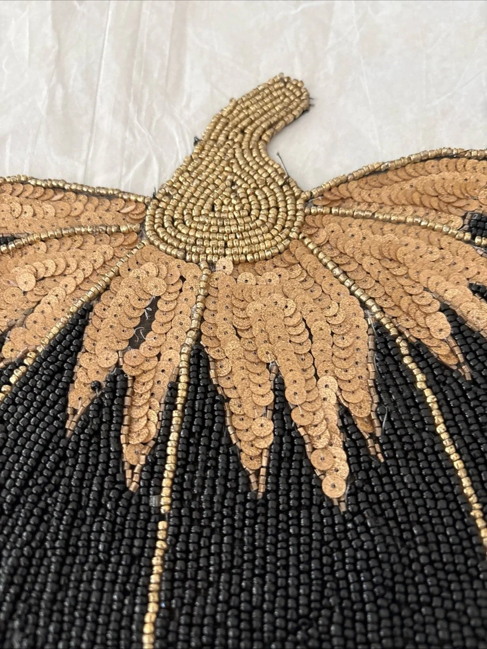Beaded Black & Gold Pumpkin Placemat